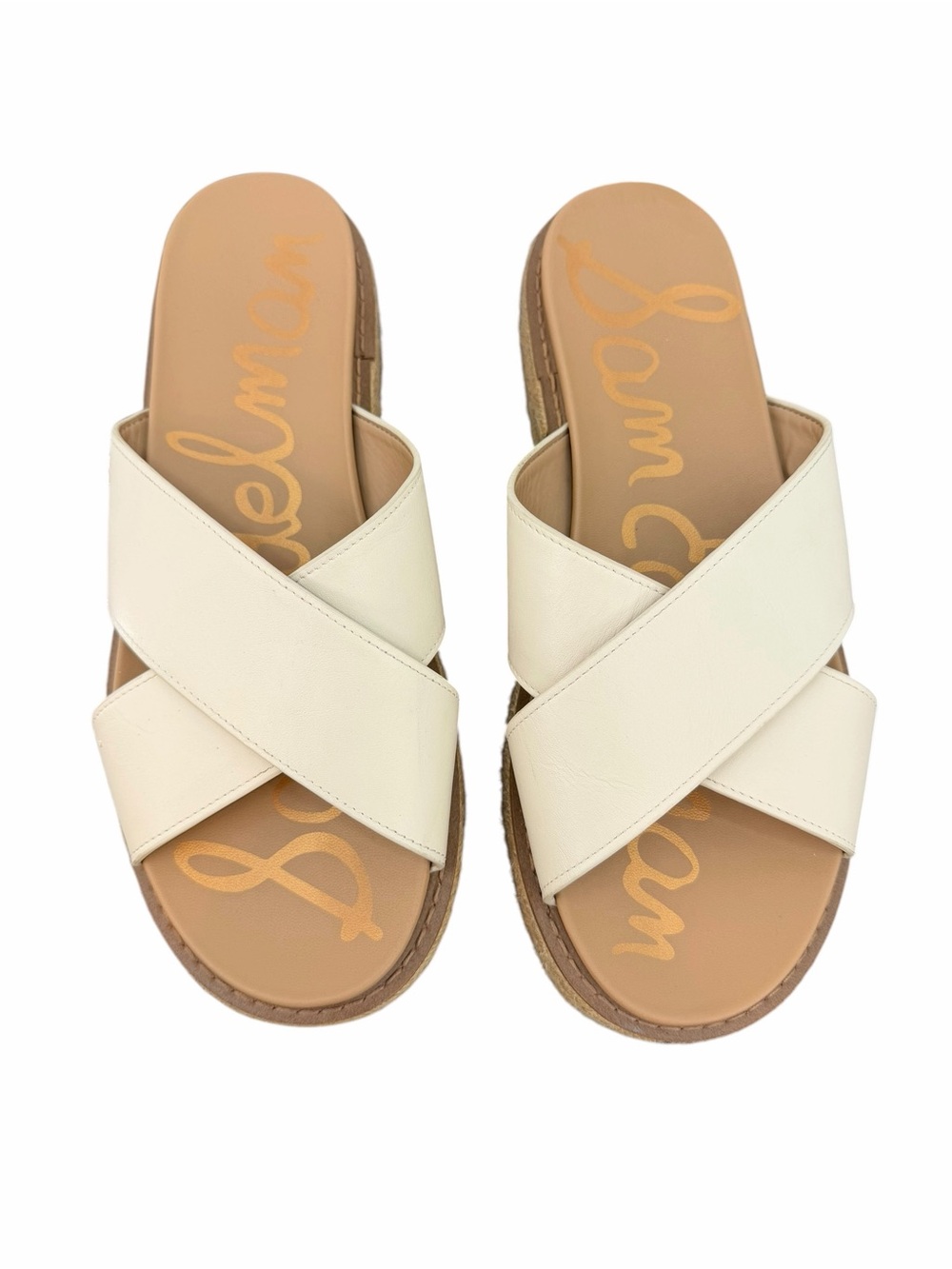 Sam Edelman Cream Cross-Strap Korina  Slide Sandals